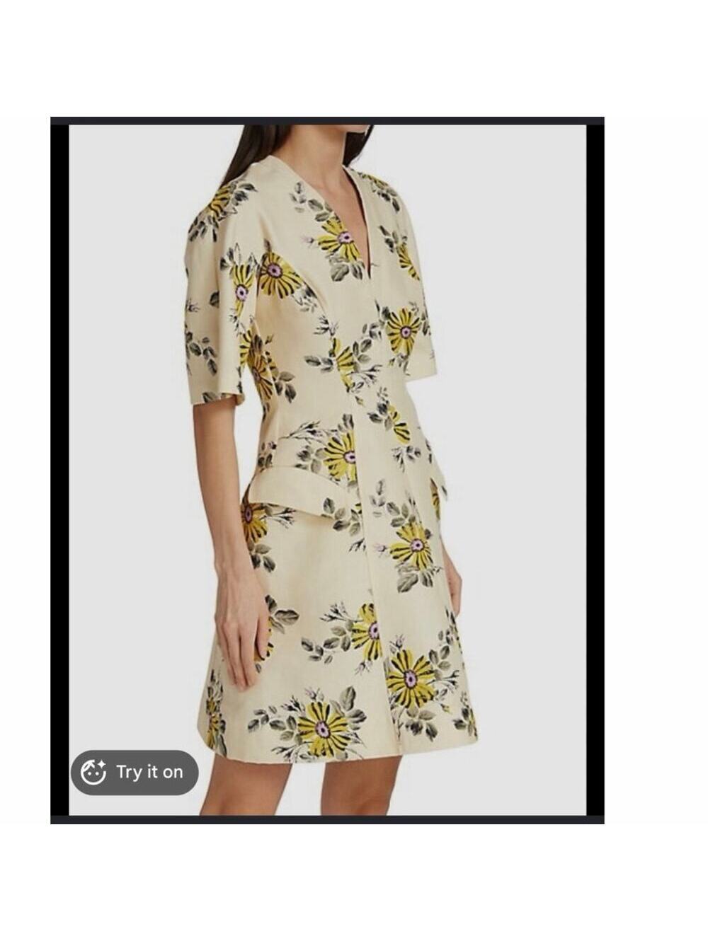 Lela Rose Gabardine V-neck Dress w/ Flaws
